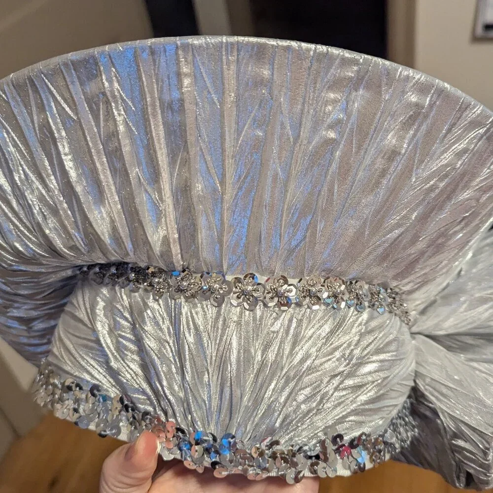 Mr. Hi’s Hat‎ Metallic Derby Dress Asymmetrical Abstract Sequin Church Evening
